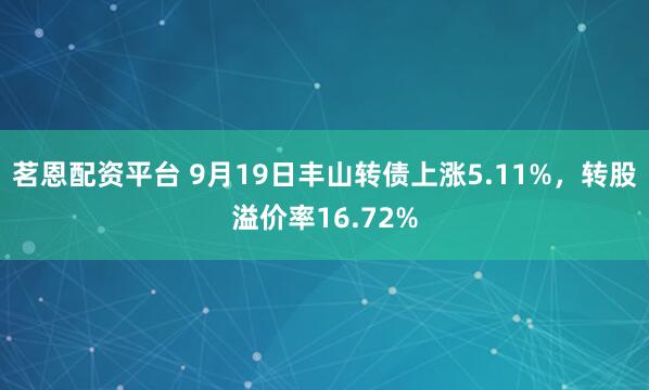 茗恩配资平台 9月19日丰山转债上涨5.11%，转股溢价率16.72%